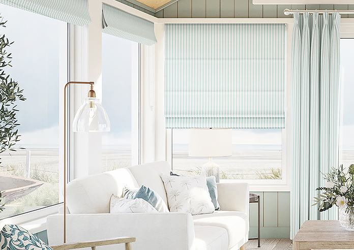 Lace Stripes, Duck Egg - Roman Blind - Image 3